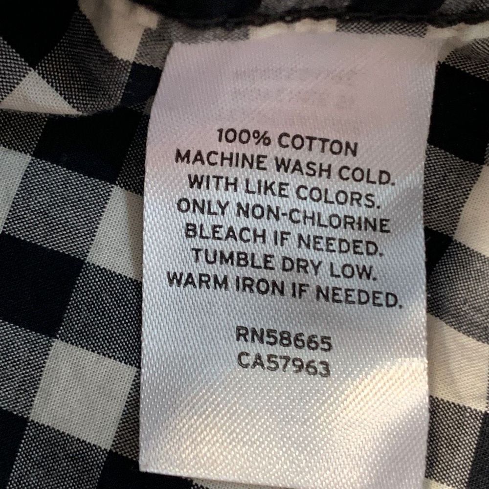Tucker + Tate Shirt Black White Gingham Long Sleeve Collared Button Front 5 - Picture 7 of 8